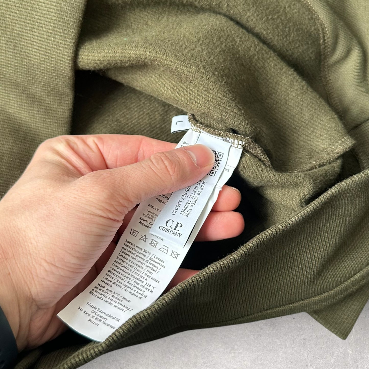 CP Company Khaki Zip Hoodie (L 23”)