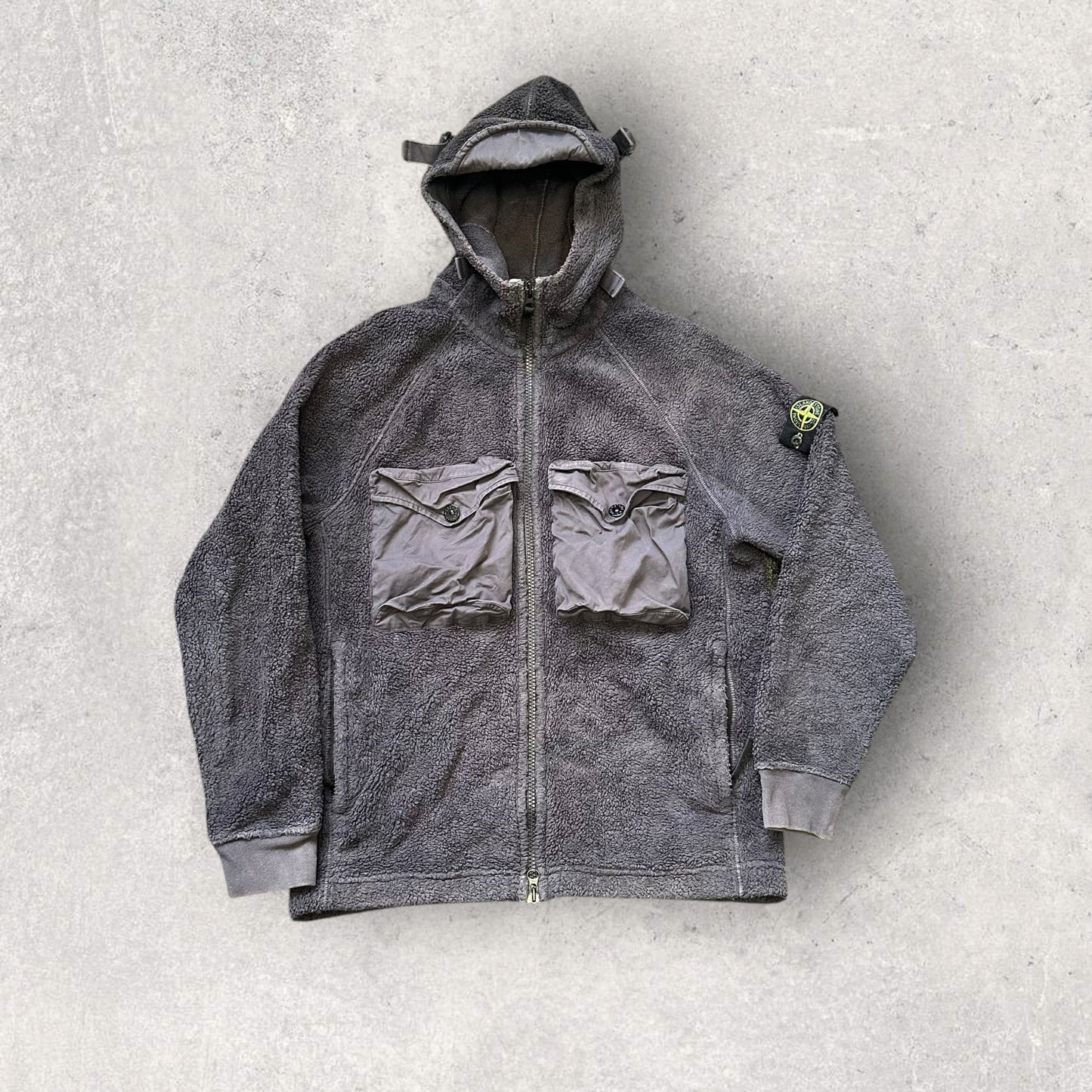 Stone Island 2021 Teddy Fleece Zipped Jacket - (L 23”)